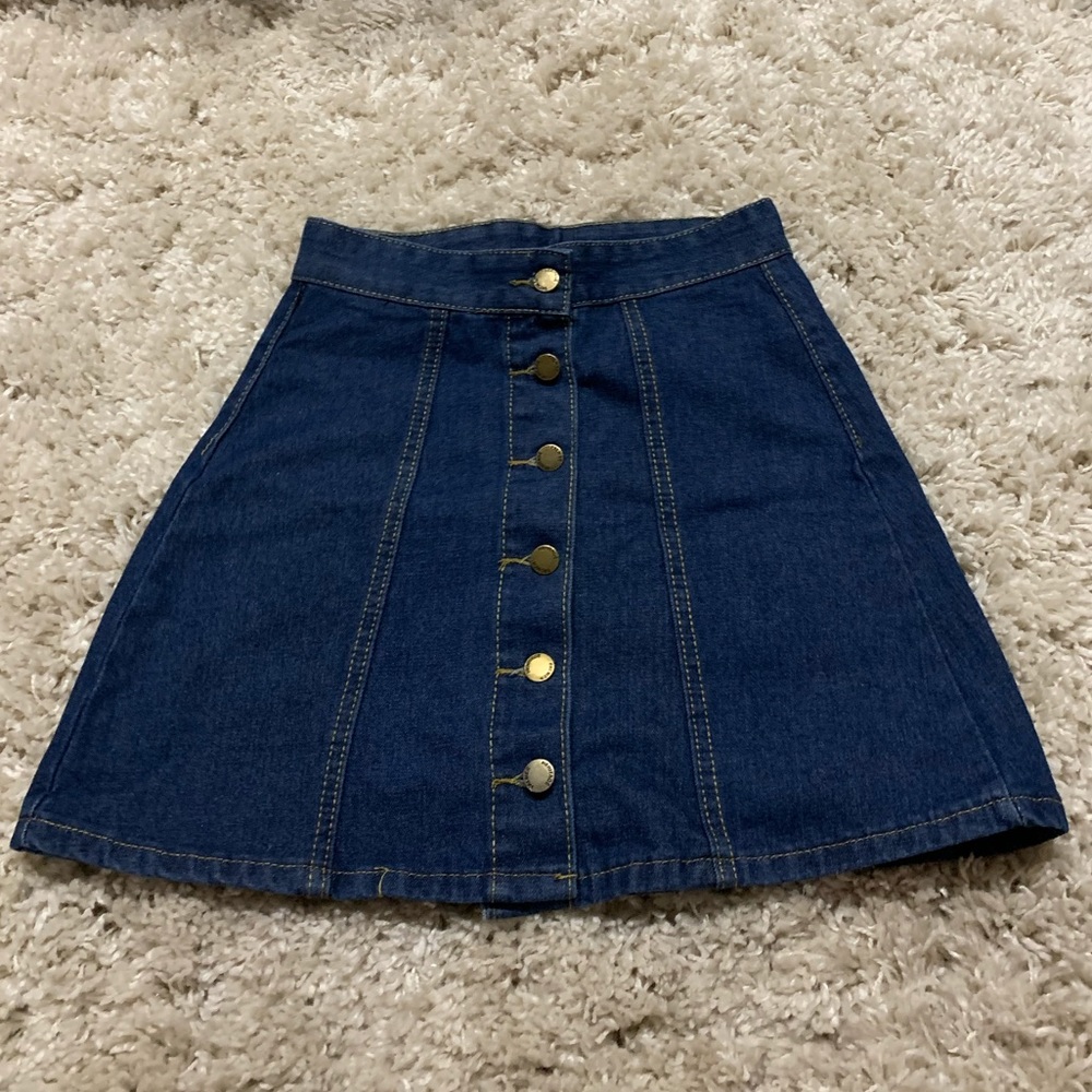 Vintage Style Denim Button Up Skirt